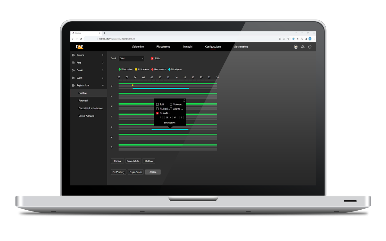 NVR control from browser